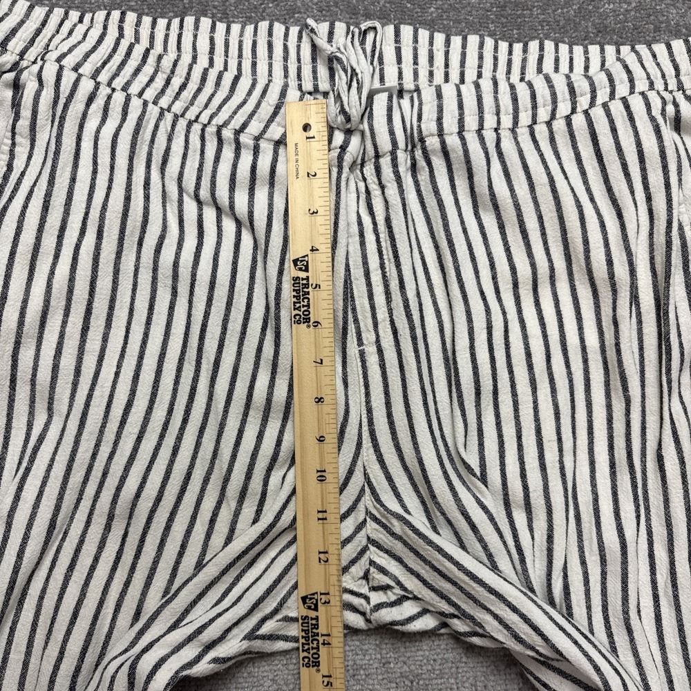 Linen Viscose Pants XXL Women's Black White Stripe Cropped Old Navy Drawstring - Picture 9 of 10